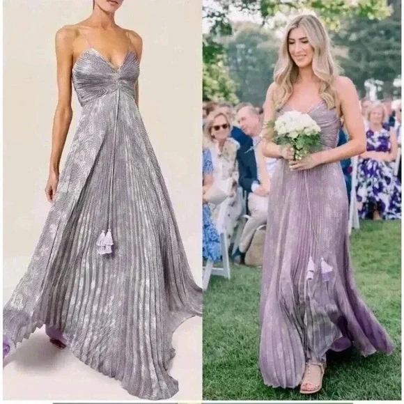 $997 Alexis Womens Purple Spaghetti Strap Sweetheart Neck Lined Maxi Dre… - Picture 2 of 16